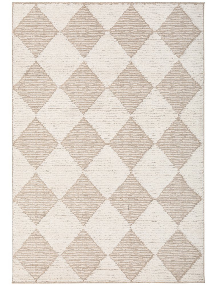 Seda Natural Cream Diamond Checker Pattern Rug