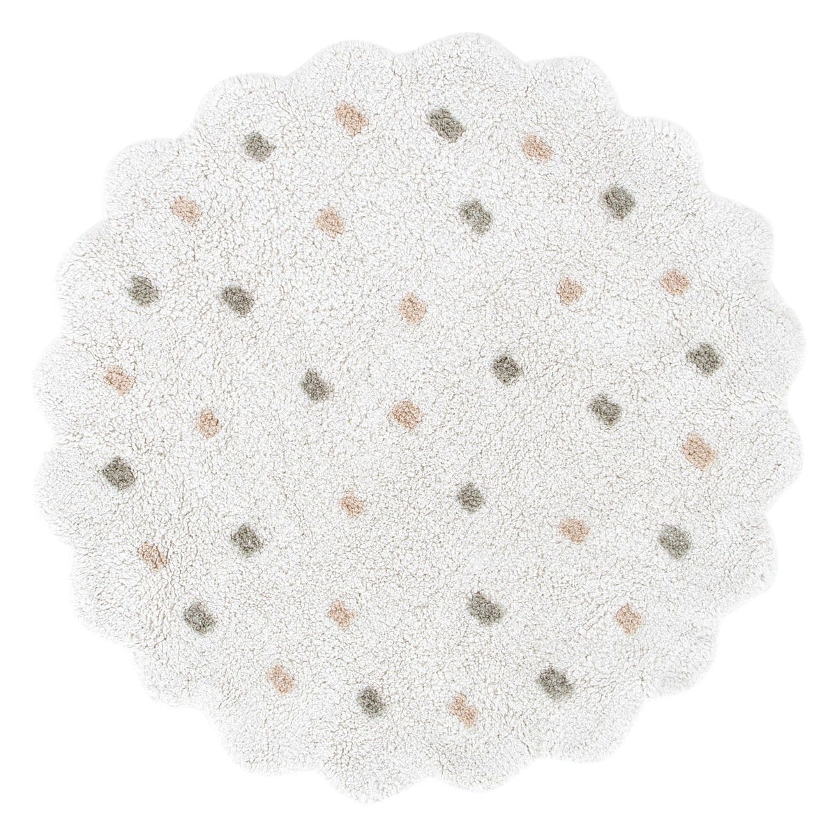 Millie White Multi Scalloped Confetti Kids Round Rug