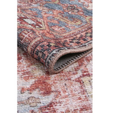 Vivien Red Blue Distressed Medallion Rug