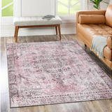 Vivien Pink and Black Distressed Medallion Rug