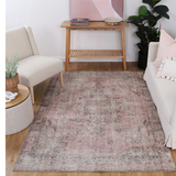 Vivien Pink and Black Distressed Medallion Rug