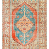 Vivien Blue Orange Medallion Bordered Rug