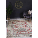 Vivien Deep Red Medallion Bordered Rug