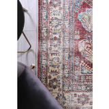 Vivien Deep Red Medallion Bordered Rug