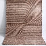 Isla Rust Curved Line Textured Wool Rug
