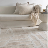Isla Ivory Beige Modern Mosaic Wool Rug
