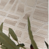 Isla Ivory Beige Modern Mosaic Wool Rug