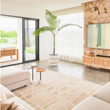 Isla Ivory Beige Modern Mosaic Wool Rug