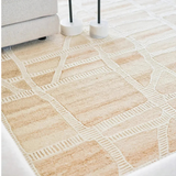 Isla Ivory Beige Modern Mosaic Wool Rug