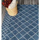 Clare Blue Diamond Lattice Wool Rug