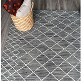 Clare Dark Grey Diamond Lattice Wool Rug
