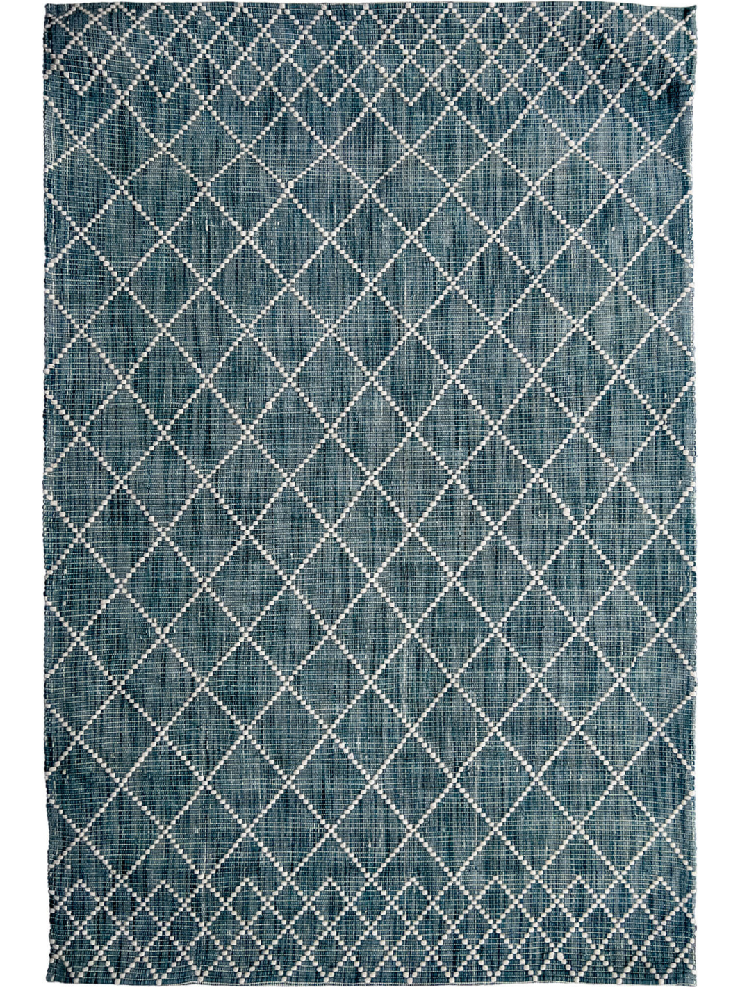 Clare Teal Diamond Lattice Wool Rug