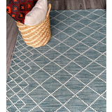 Clare Teal Diamond Lattice Wool Rug
