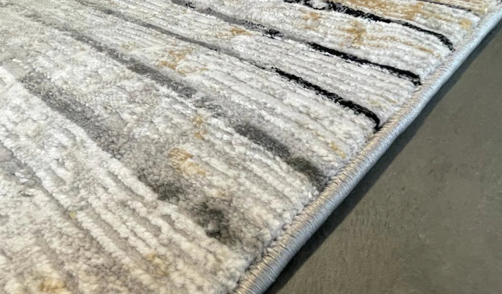 Ali Light Grey and Black Abstract Lines Rug