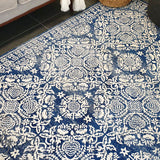 Mystique Navy Blue Suzani Prints Transitional Rug