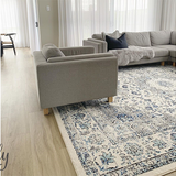 Awaken Ivory Blue Black Oriental Rug