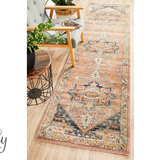 Heirloom Blue Pink Distressed Medallion Rug