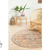 Heirloom Blue Pink Distressed Medallion Rug