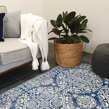 Mystique Navy Blue Suzani Prints Transitional Rug