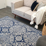 Mystique Navy Blue Suzani Prints Transitional Rug