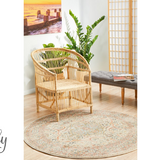 Heirloom Ivory Distressed Floral Round Rug