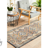 Heirloom Navy Blue Geometric Medallion Hallway Runner Rug
