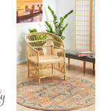 Heirloom Blue Pink Distressed Medallion Rug
