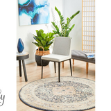 Heirloom Navy Blue Ivory Transitional Medallion Round Rug