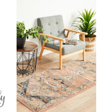 Heirloom Blue Pink Distressed Medallion Rug