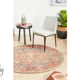 Heirloom Red Distressed Medallion Round Rug