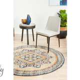Heirloom Navy Blue Geometric Medallion Round Rug