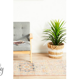 Heirloom Blue Pink Distressed Medallion Rug