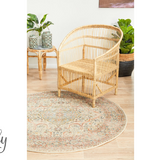 Heirloom Ivory Distressed Floral Round Rug
