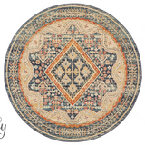 Heirloom Navy Blue Geometric Medallion Round Rug