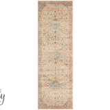 Heirloom Ivory Distressed Floral Hallway Runner Rug