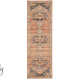 Heirloom Blue Pink Distressed Medallion Rug