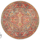 Heirloom Red Distressed Medallion Round Rug