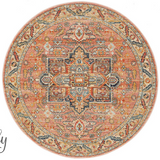 Heirloom Blue Pink Distressed Medallion Round Rug