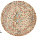 Heirloom Ivory Distressed Floral Round Rug
