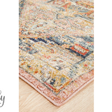 Heirloom Blue Pink Distressed Medallion Rug
