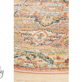 Heirloom Blue Pink Distressed Medallion Round Rug