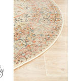 Heirloom Ivory Distressed Floral Round Rug