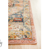 Heirloom Blue Pink Distressed Medallion Rug