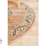 Heirloom Blue Pink Distressed Medallion Rug