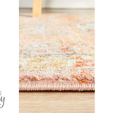 Heirloom Blue Pink Distressed Medallion Rug