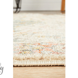 Heirloom Ivory Distressed Floral Hallway Runner Rug