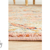 Heirloom Blue Pink Distressed Medallion Round Rug