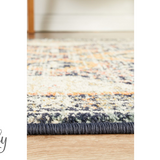 Heirloom Navy Blue Geometric Medallion Hallway Runner Rug