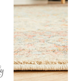 Heirloom Ivory Distressed Floral Round Rug