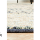Heirloom Navy Blue Ivory Transitional Medallion Round Rug